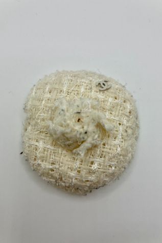 CHANEL Ecru Tweed Camellia Brooch Selected by The Curatorial Dept.