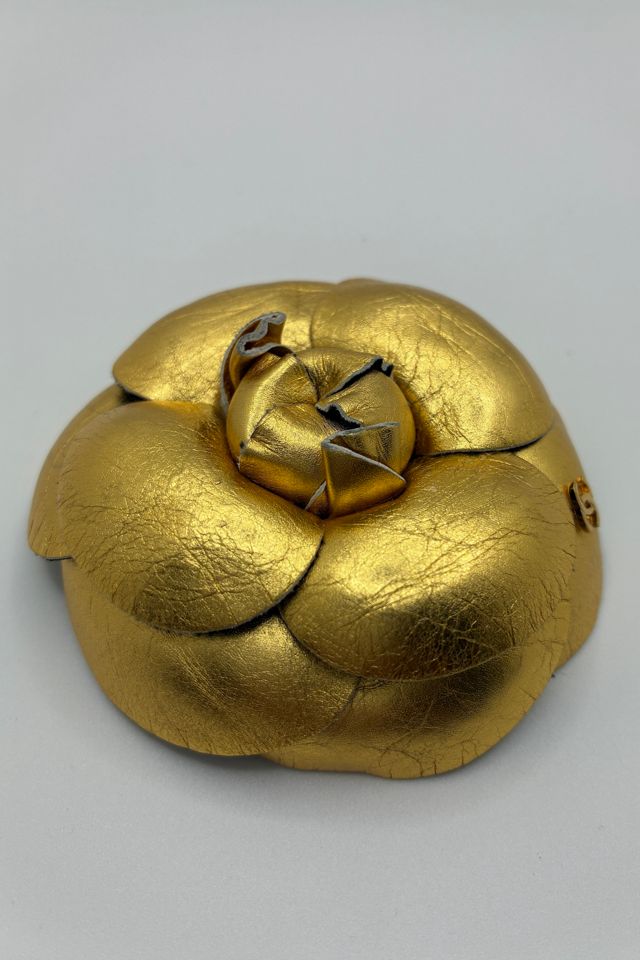CHANEL Gold Leather Camellia Brooch Selected by The Curatorial Dept. #3