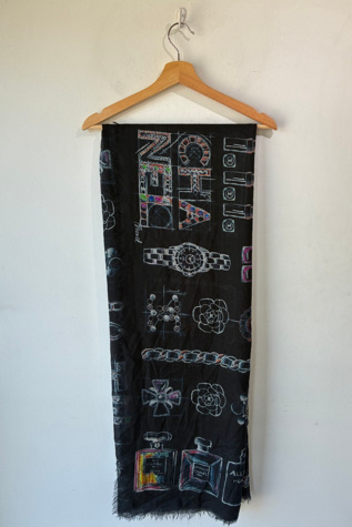 CHANEL Navy Cashmere Symbols of House Scarf Selected by The Curatorial Dept.