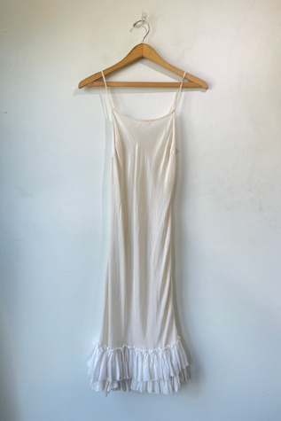 Dosa White Silk Ruffle Slip Dress Selected by The Curatorial Dept.