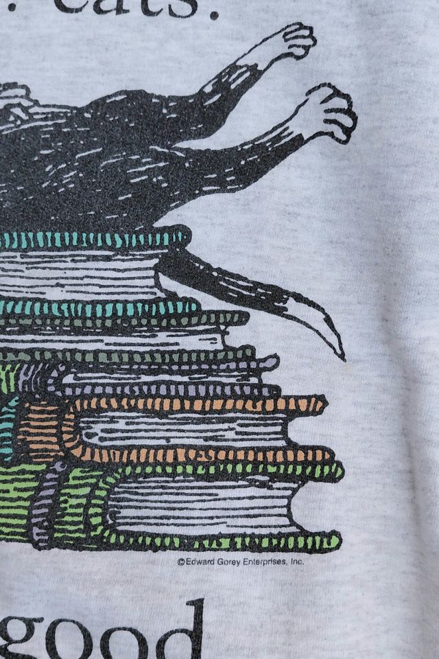 Vintage Cats and Books Sweatshirt Selected by Garbage Soup #1