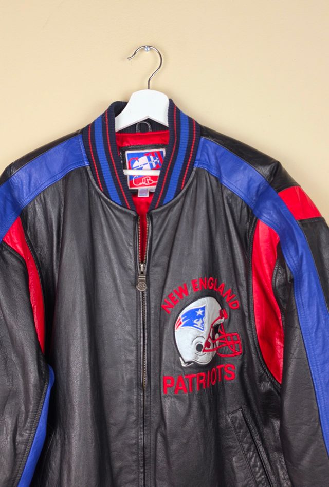 Vintage New England Patriots NFL Leather Jacket Selected By Igala Vintage #3