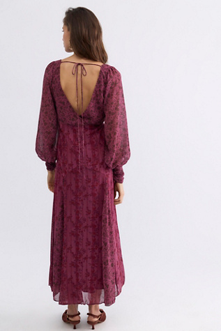 Женское платье Free People See You Again Printed Midi, цвет: Малиновый комбинированный — фото 3