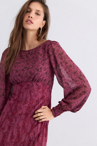 Женское платье Free People See You Again Printed Midi, цвет: Малиновый комбинированный — фото 4