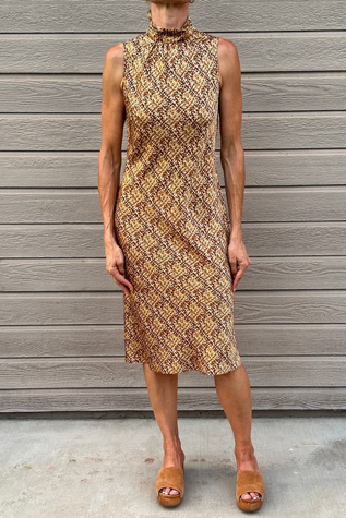 Mod Style Fitted Bias Mock Neck Sleeveless Dress Selected by Picky Jane