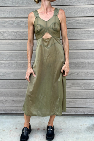 Sexy Olive Green Sheer Cut-out Lingerie Dress Selected by Picky Jane