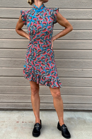 Graphic Kimono Printed Asymmetrical Mini Dress Selected by Picky Jane