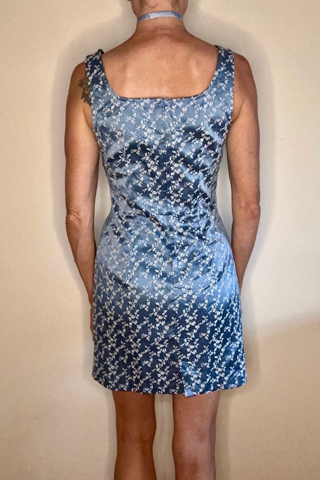 1990's Supermodel Mini Floral Dress in Cornflower Blue Selected by Picky Jane #3
