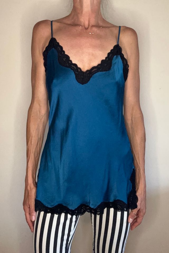 Silk Bias Blue Lace Trimmed Sexy Camisole Selected by Picky Jane #1