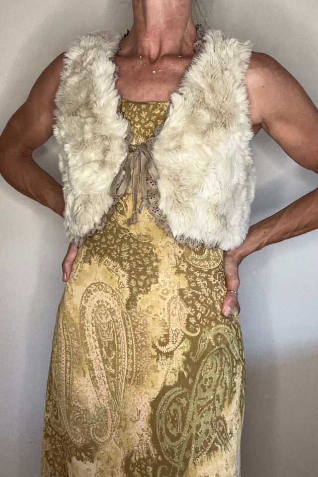 Faux Fur and Satin Crop Tie Festival Vest Selected by Picky Jane #1