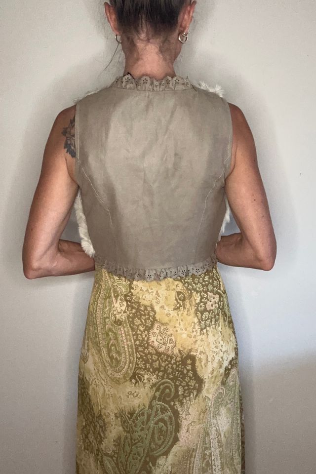 Faux Fur and Satin Crop Tie Festival Vest Selected by Picky Jane #3