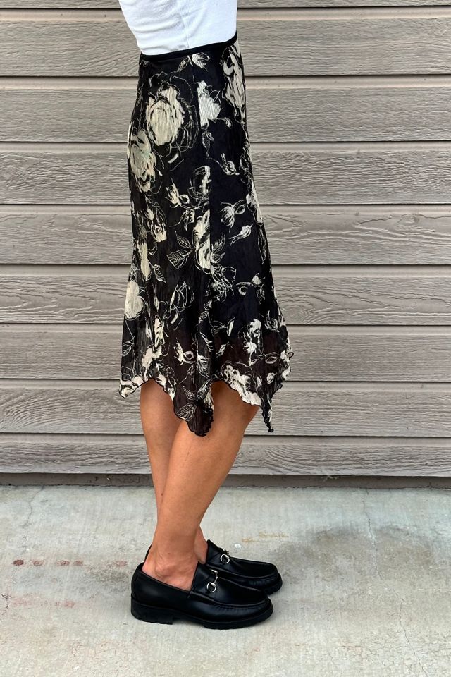 Black Floral Sketch Petal Hem Vintage Skirt Selected by Picky Jane #1