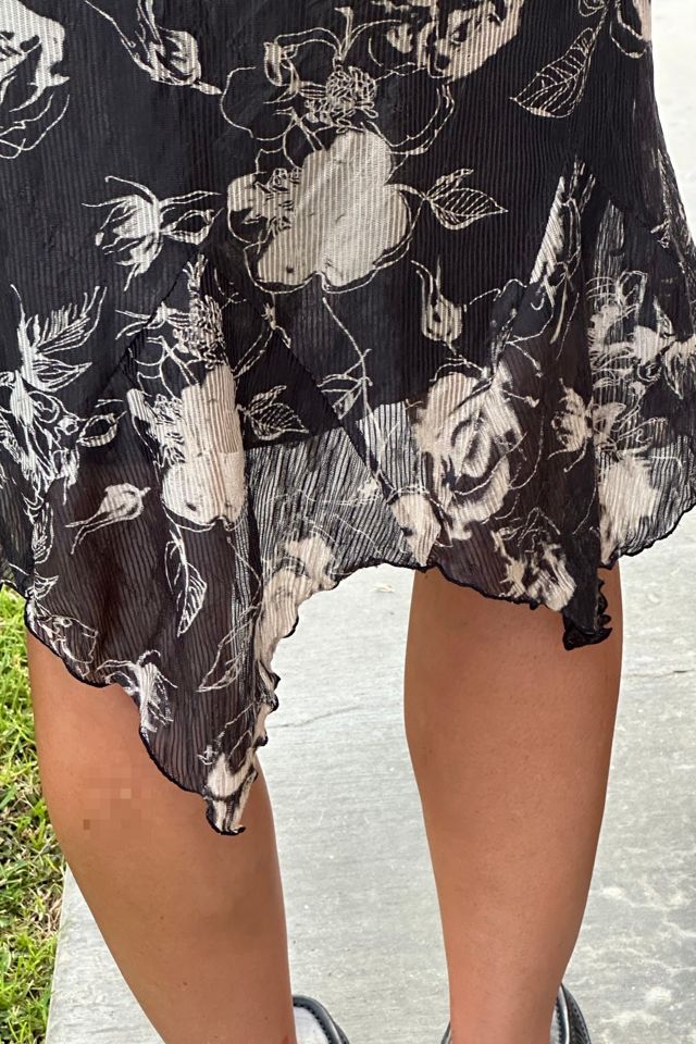 Black Floral Sketch Petal Hem Vintage Skirt Selected by Picky Jane #3