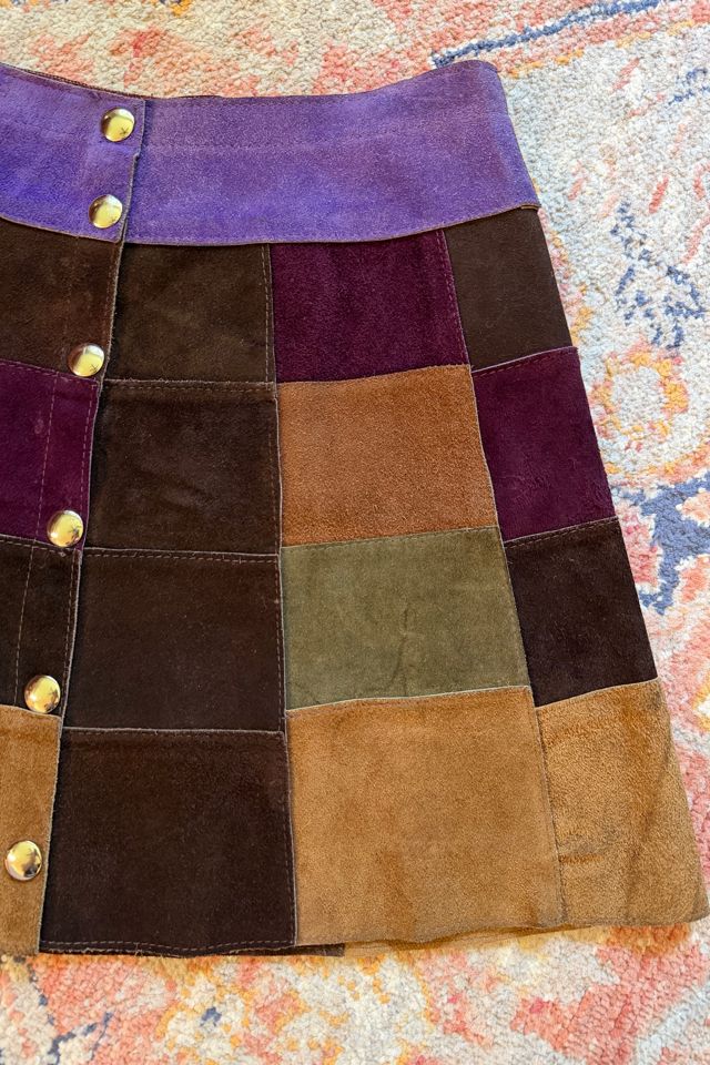 1970s Boho Patchwork Suede Mini Skirt Selected by Two Vintage Twins #2