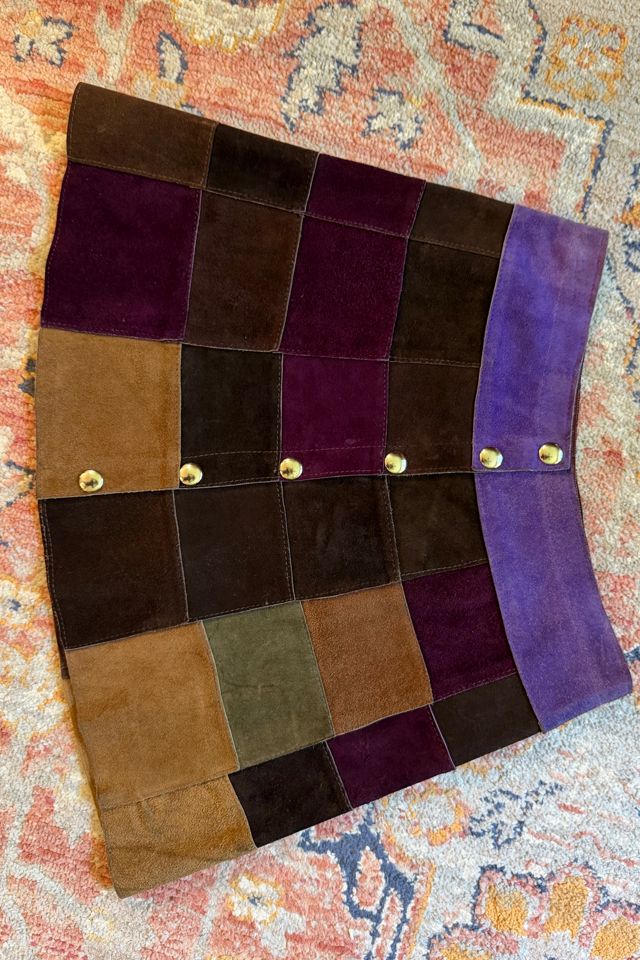 1970s Boho Patchwork Suede Mini Skirt Selected by Two Vintage Twins #3