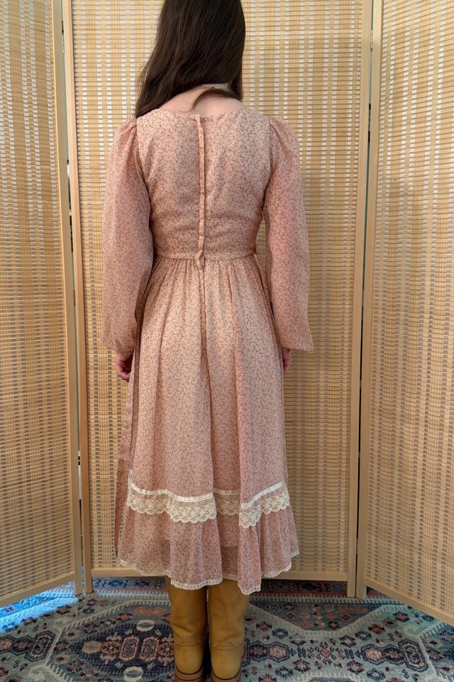 1970s Boho Pink Floral Gunne Sax Corset Midi Dress Selected by Two Vintage Twins #3