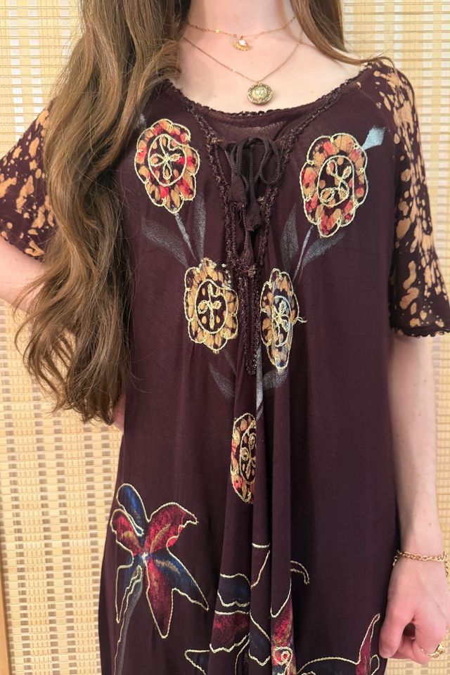 Y2K Boho Whimsigoth Embroidered Dyed Paisley Floral Midi Dress Selected by Two Vintage Twins #2