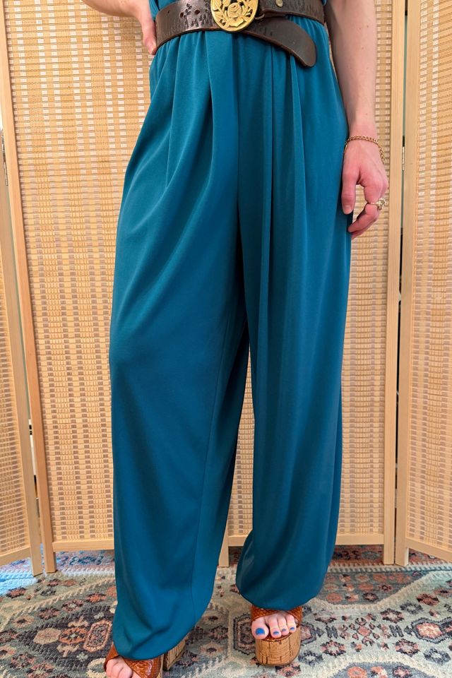 1980s Boho Teal Beaded Harem Balloon Style Jumpsuit Selected by Two Vintage Twins #2