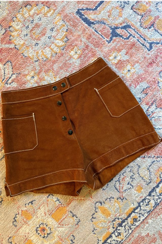 1970s Boho Brown Suede Shorts Selected by Two Vintage Twins #1
