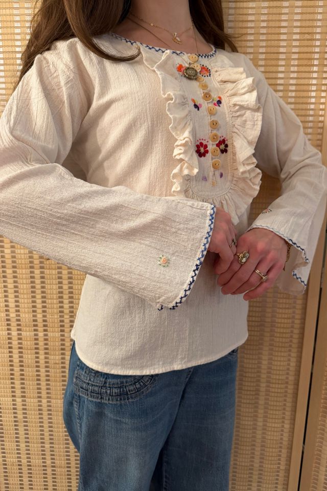 Vintage Boho Cotton Embroidered Peasant Blouse Selected by Two Vintage Twins #2
