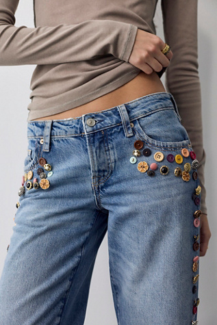 Tricia Fix Tennessee Low-Rise Button Jeans by Free People