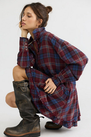 Wildflower Washed Plaid Mini Dress