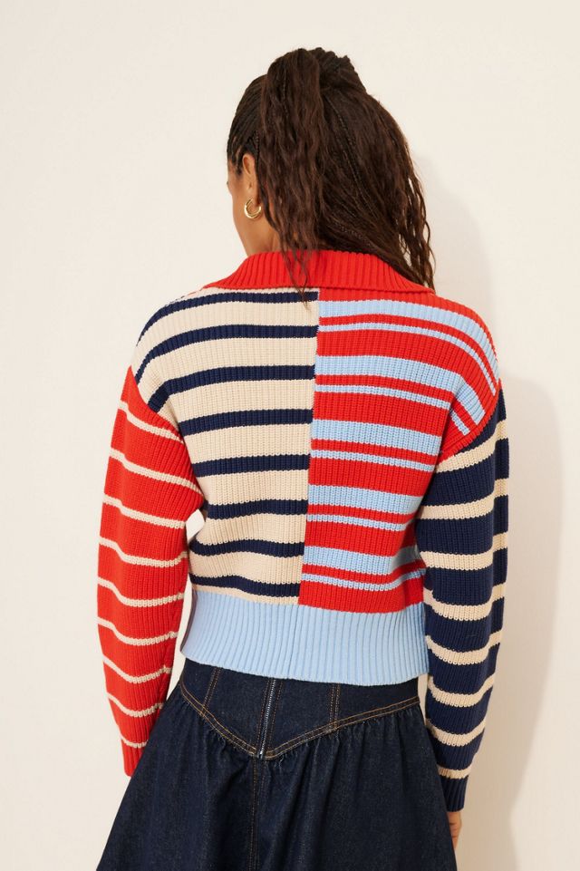 Find Me Now Mix Stripe Half-Zip Sweater #1