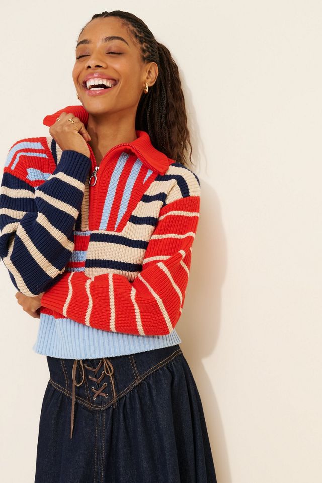 Find Me Now Mix Stripe Half-Zip Sweater #2