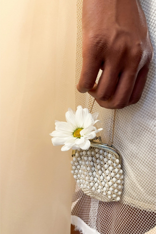 1930s White Bead Coin Purse Selected By Orange Juice Only