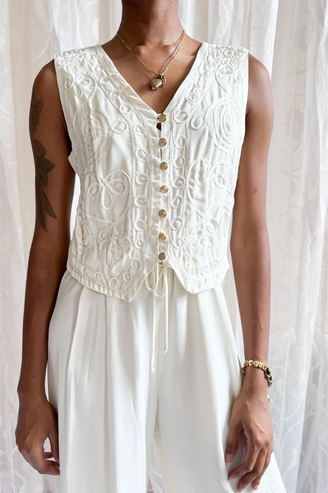 1980s White Soutache Jumpsuit Selected By orange juice only. #1