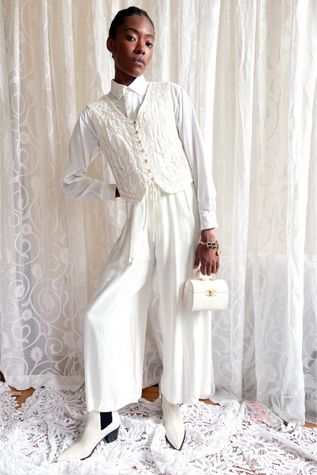 1980s White Soutache Jumpsuit Selected By orange juice only.