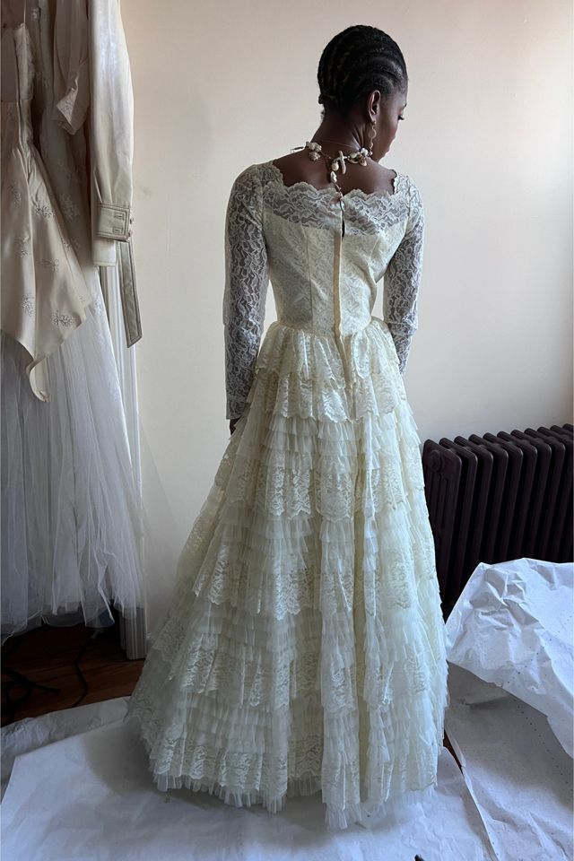 1950s Tiered Lace Wedding Dress Selected By Orange Juice Only #2