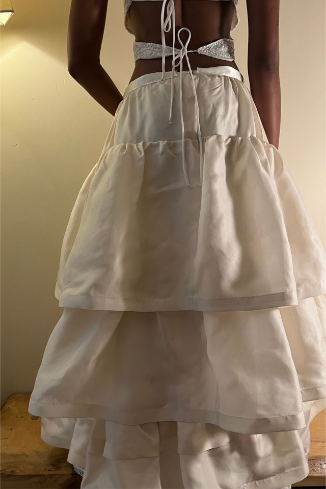 1980s Cream Tiered Skirt Selected By orange juice only. #1