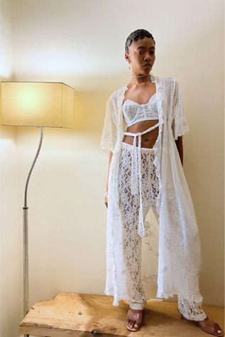 Edwardian Embroidered White Cotton Duster Selected By orange juice only.