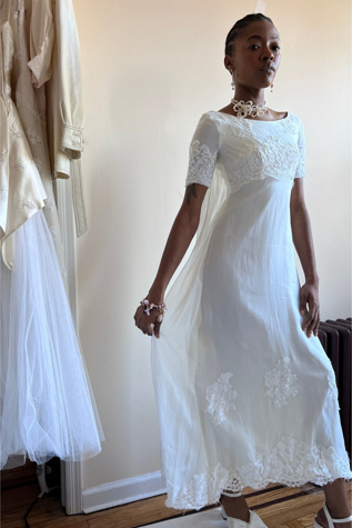1940s Empire Waist Wedding Dress Selected By orange juice only.