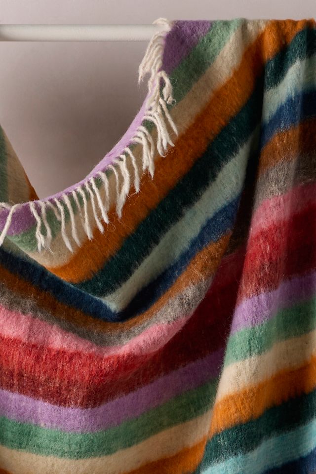Rainbow Striped Wool Momo Blanket #2