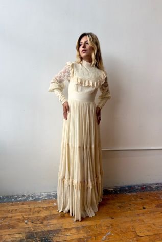1970s Gunne Sax Full Sweep Backyard Wedding Dress Selected by Messy Jessy Vintage