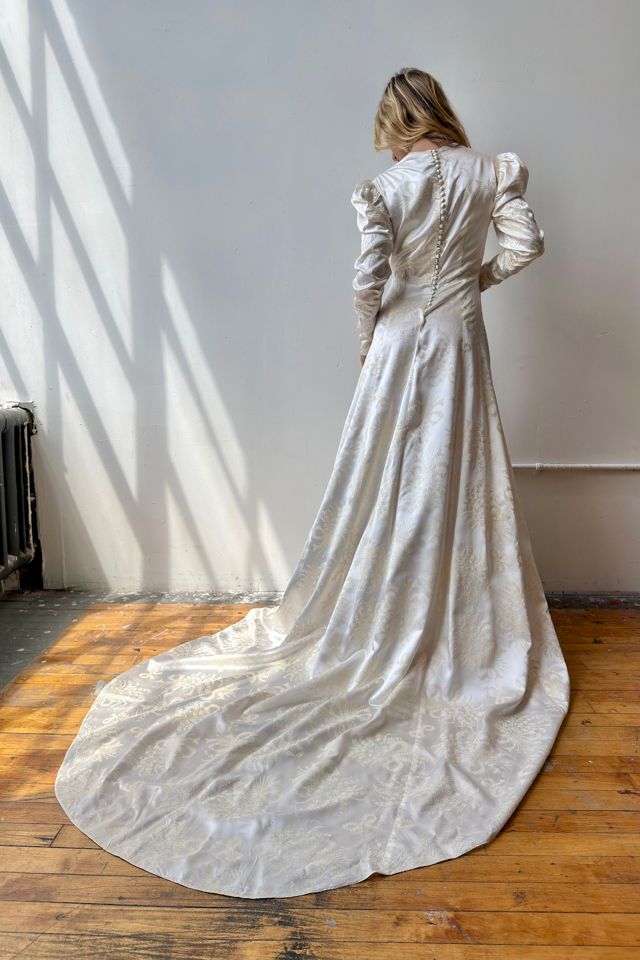 Vintage 1940s Flocked Bias Cut Wedding Gown Selected by Messy Jessy Vintage #3