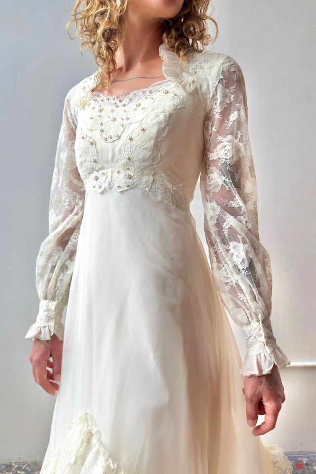 1970s Victorian Inspired Wedding Gown Selected by Messy Jessy Vintage #1