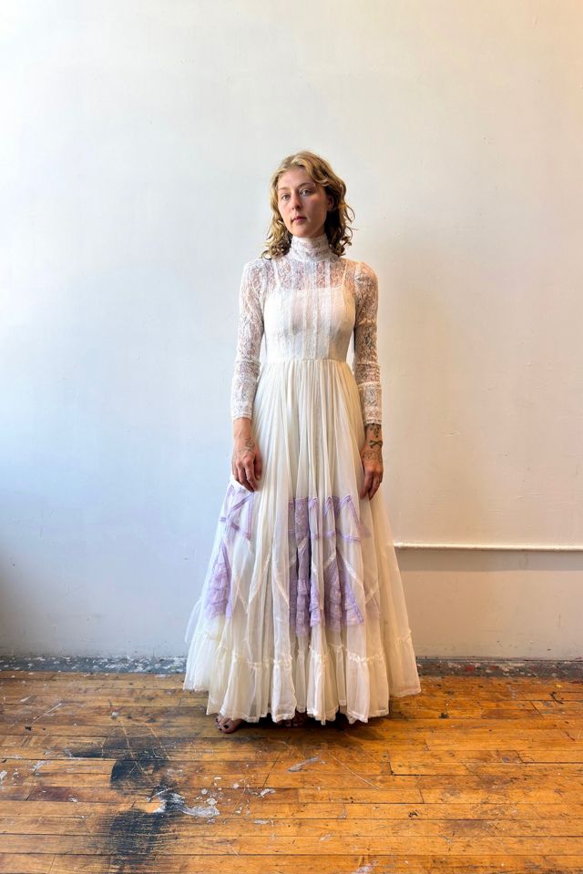 Handmade 1960s Lace Full Swing Dress Selected by Messy Jessy Vintage #1