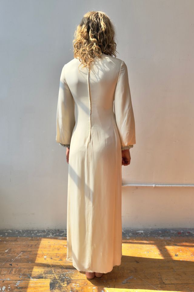 1960s Mesh Paneled Ivory Bridal Gown Selected by Messy Jessy Vintage #2