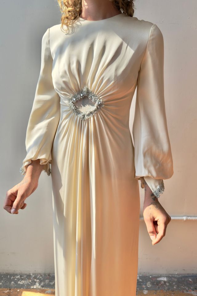 1960s Mesh Paneled Ivory Bridal Gown Selected by Messy Jessy Vintage #3