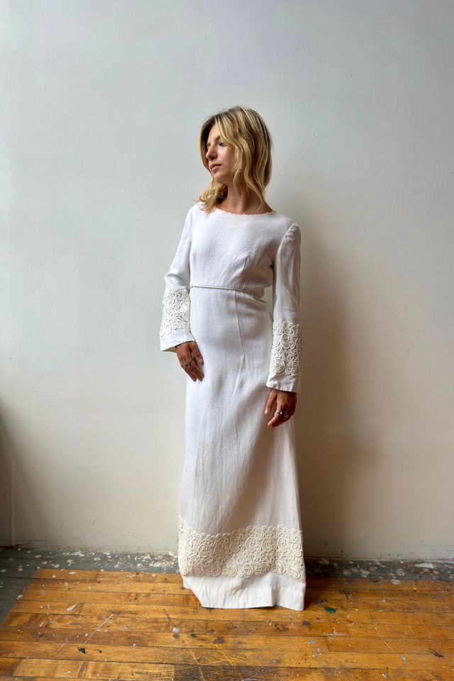 Vintage 1960s Handmade Linen Wedding Dress Selected by Messy Jessy Vintage #1