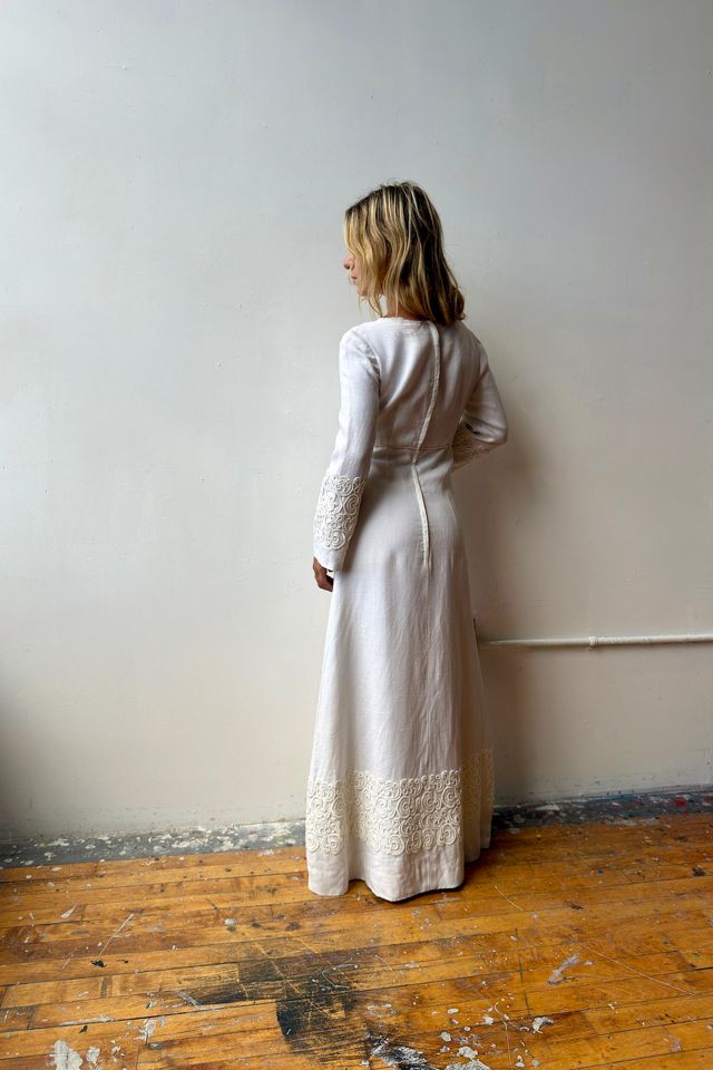 Vintage 1960s Handmade Linen Wedding Dress Selected by Messy Jessy Vintage #2