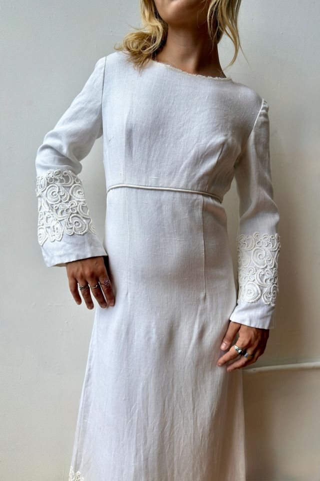 Vintage 1960s Handmade Linen Wedding Dress Selected by Messy Jessy Vintage #3