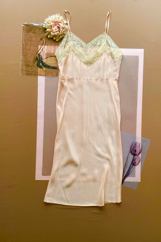 1930s Rayon Dressing Slip adorned with Butterfly Applique Selected by A Stylish Life #1