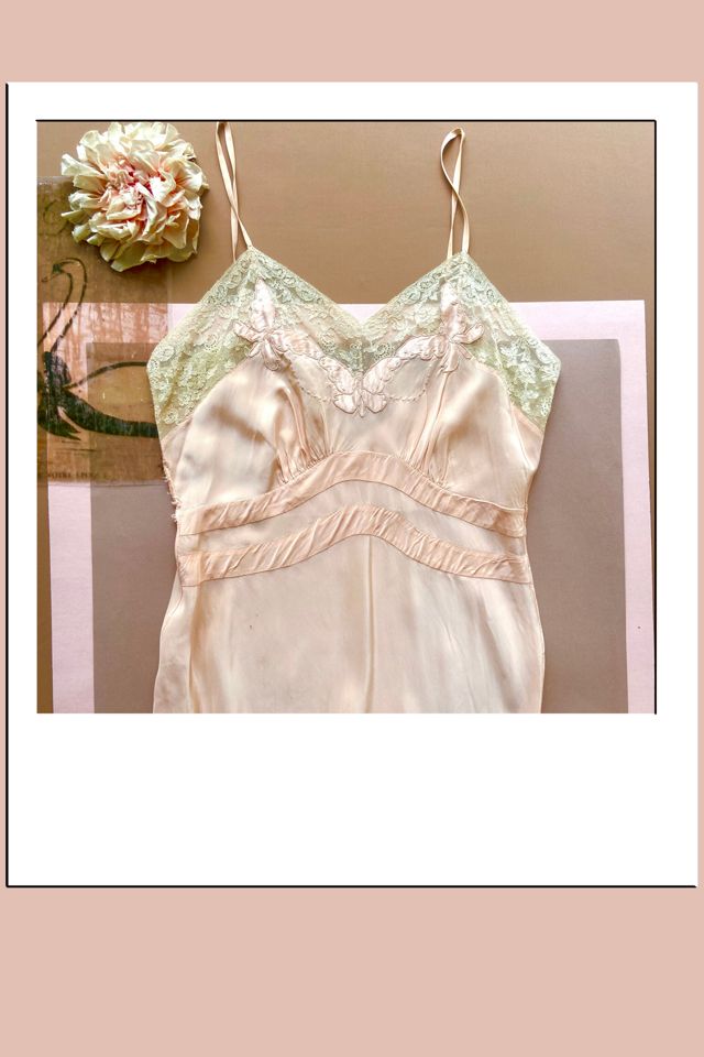1930s Rayon Dressing Slip adorned with Butterfly Applique Selected by A Stylish Life #2