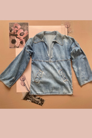 1970s Denim Collared Pullover Shirt Selected by A Stylish Life