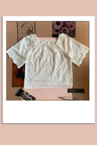 1970s White Embroidered Peasant Top Selected by A Stylish Life