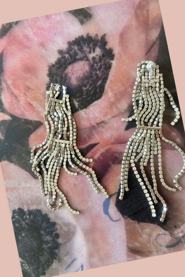 1970s  Two Tier Fringe Rhinestone Earrings Selected by A Stylish Life #1